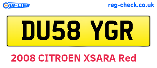 DU58YGR are the vehicle registration plates.