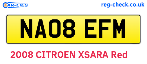 NA08EFM are the vehicle registration plates.