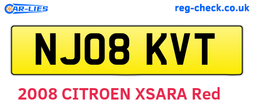 NJ08KVT are the vehicle registration plates.