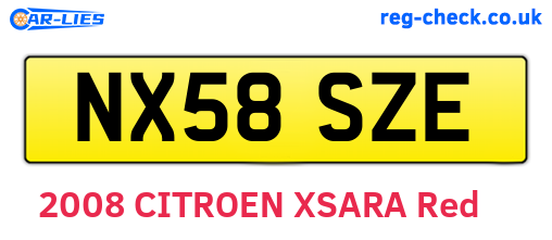 NX58SZE are the vehicle registration plates.
