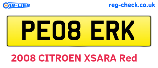 PE08ERK are the vehicle registration plates.
