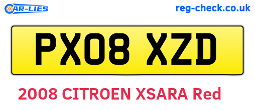 PX08XZD are the vehicle registration plates.