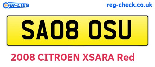 SA08OSU are the vehicle registration plates.