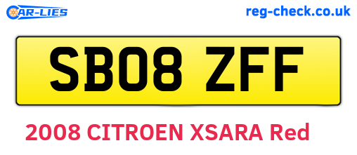 SB08ZFF are the vehicle registration plates.