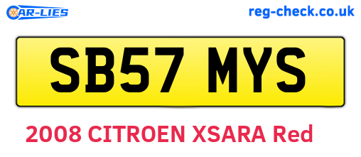SB57MYS are the vehicle registration plates.