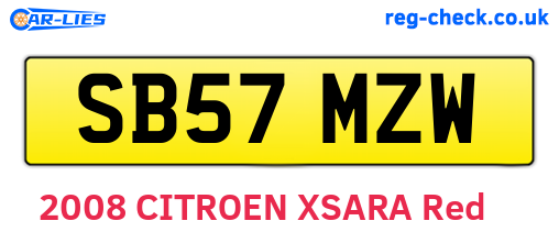 SB57MZW are the vehicle registration plates.