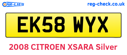 EK58WYX are the vehicle registration plates.