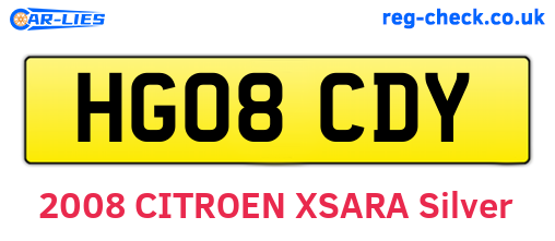 HG08CDY are the vehicle registration plates.