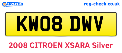 KW08DWV are the vehicle registration plates.