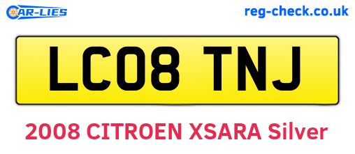 LC08TNJ are the vehicle registration plates.