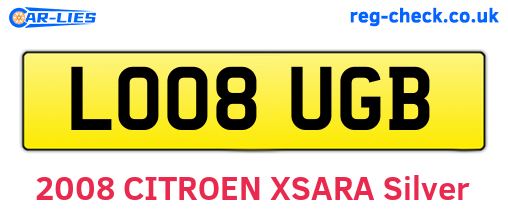 LO08UGB are the vehicle registration plates.