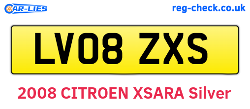 LV08ZXS are the vehicle registration plates.