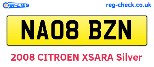 NA08BZN are the vehicle registration plates.