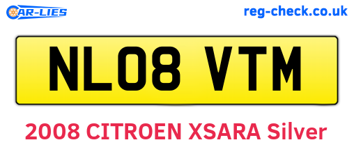 NL08VTM are the vehicle registration plates.