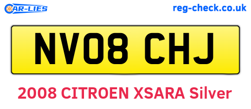 NV08CHJ are the vehicle registration plates.