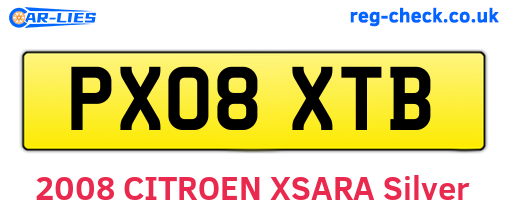 PX08XTB are the vehicle registration plates.