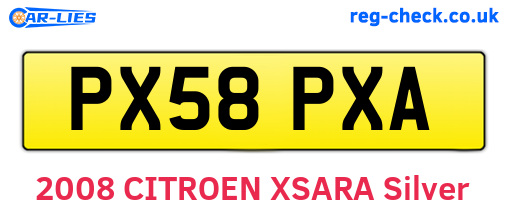 PX58PXA are the vehicle registration plates.