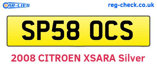 SP58OCS are the vehicle registration plates.