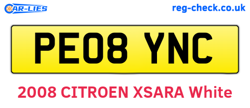 PE08YNC are the vehicle registration plates.