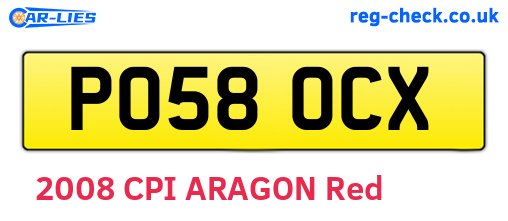 PO58OCX are the vehicle registration plates.