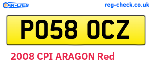 PO58OCZ are the vehicle registration plates.