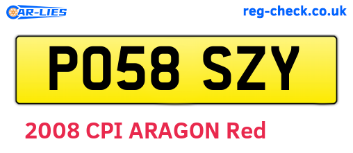 PO58SZY are the vehicle registration plates.