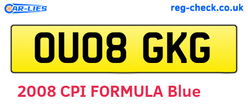 OU08GKG are the vehicle registration plates.