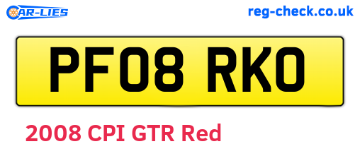 PF08RKO are the vehicle registration plates.