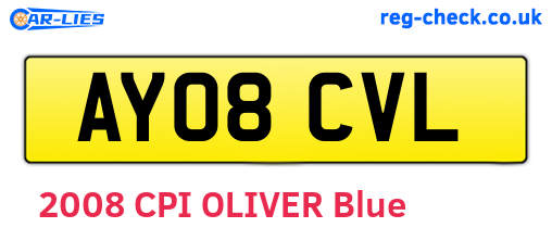 AY08CVL are the vehicle registration plates.