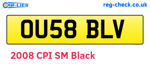 OU58BLV are the vehicle registration plates.