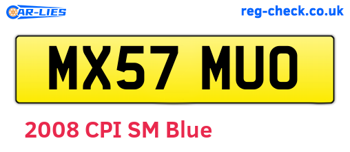 MX57MUO are the vehicle registration plates.