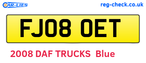 FJ08OET are the vehicle registration plates.