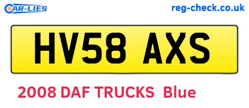 HV58AXS are the vehicle registration plates.