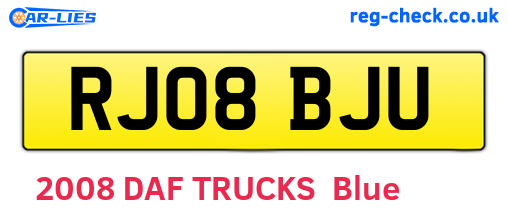 RJ08BJU are the vehicle registration plates.