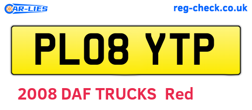 PL08YTP are the vehicle registration plates.