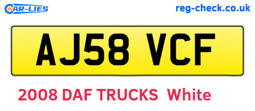 AJ58VCF are the vehicle registration plates.