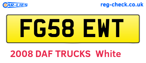 FG58EWT are the vehicle registration plates.