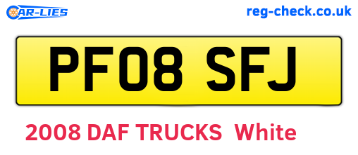 PF08SFJ are the vehicle registration plates.