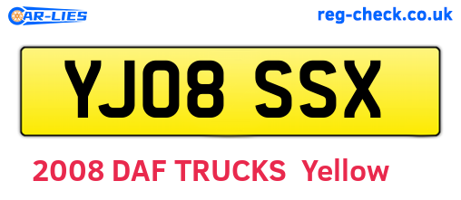 YJ08SSX are the vehicle registration plates.