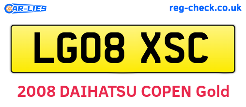 LG08XSC are the vehicle registration plates.