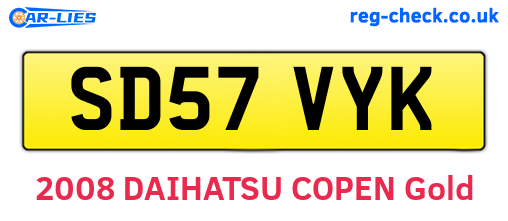 SD57VYK are the vehicle registration plates.