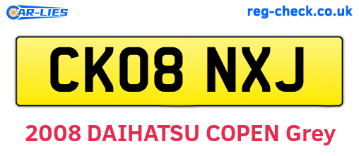 CK08NXJ are the vehicle registration plates.
