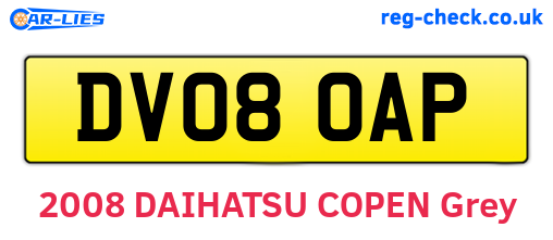 DV08OAP are the vehicle registration plates.