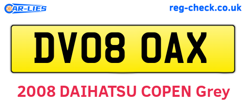 DV08OAX are the vehicle registration plates.
