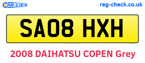 SA08HXH are the vehicle registration plates.