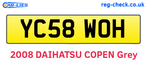 YC58WOH are the vehicle registration plates.