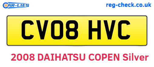 CV08HVC are the vehicle registration plates.