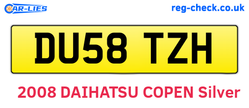 DU58TZH are the vehicle registration plates.