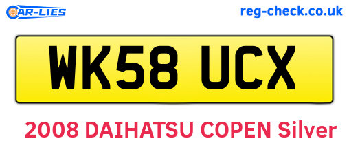 WK58UCX are the vehicle registration plates.