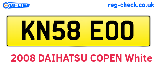KN58EOO are the vehicle registration plates.
